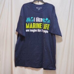 Lizardhead I Like Marine Life and Maybe Like 3 People Blue T-Shirt Mens XL
